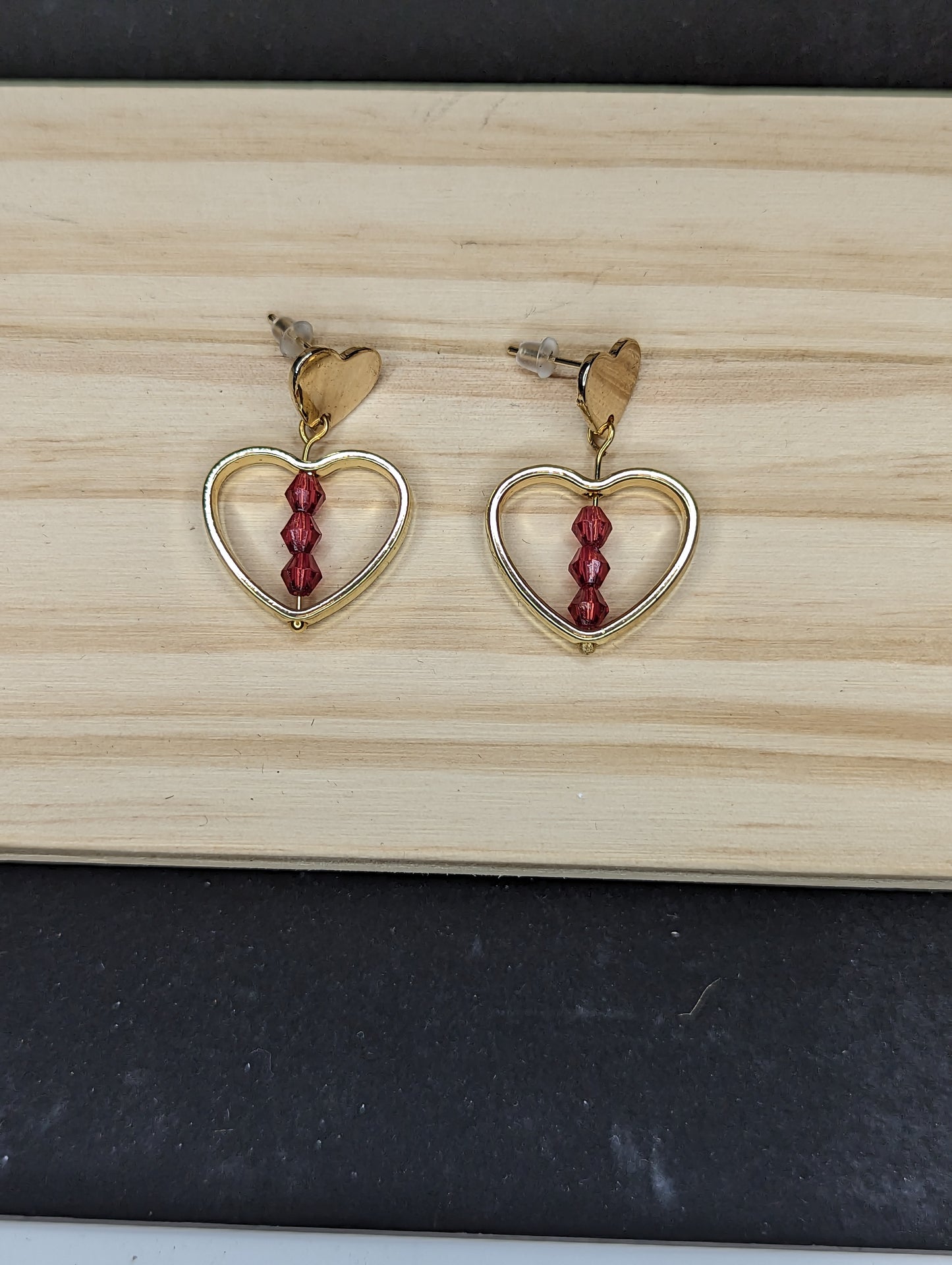 Gold Heart Earrings image 2