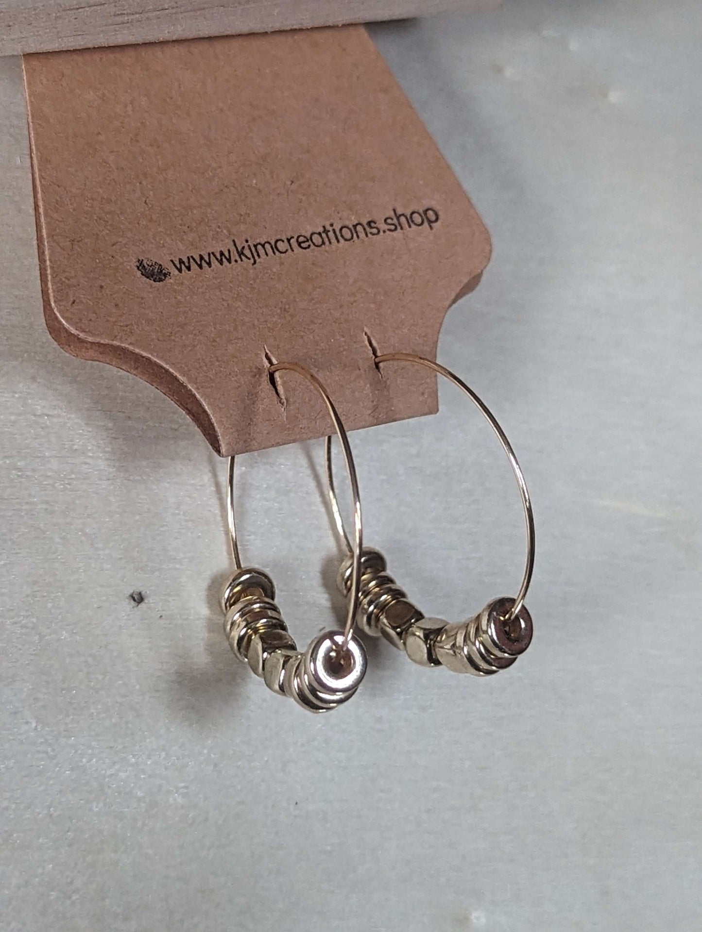 Gold beaded hoops image 3