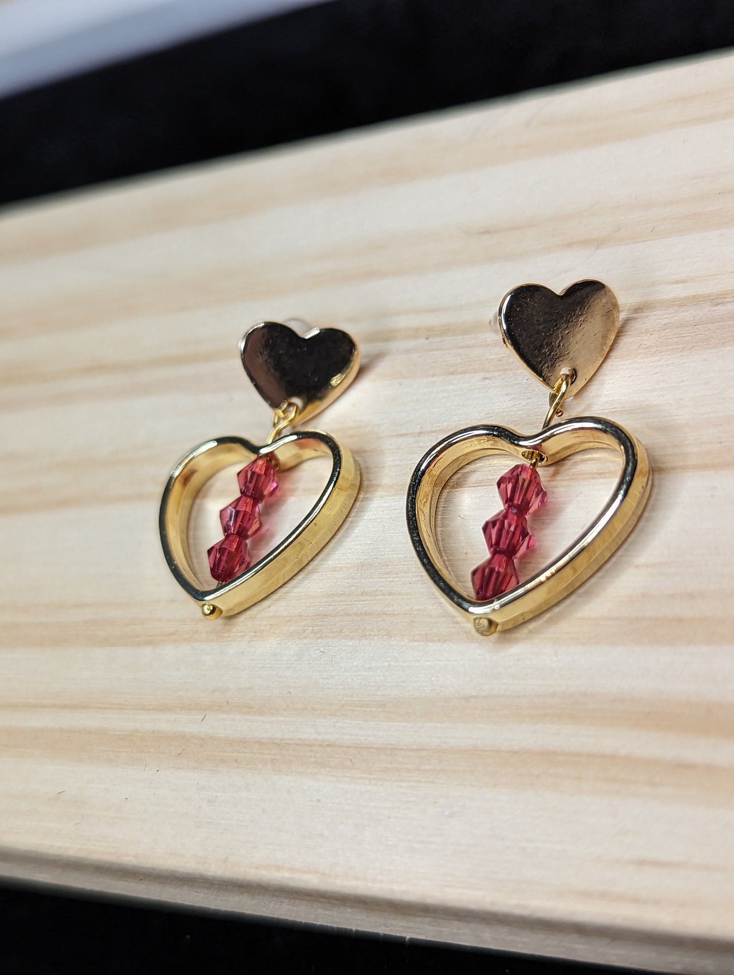 Gold Heart Earrings image 1