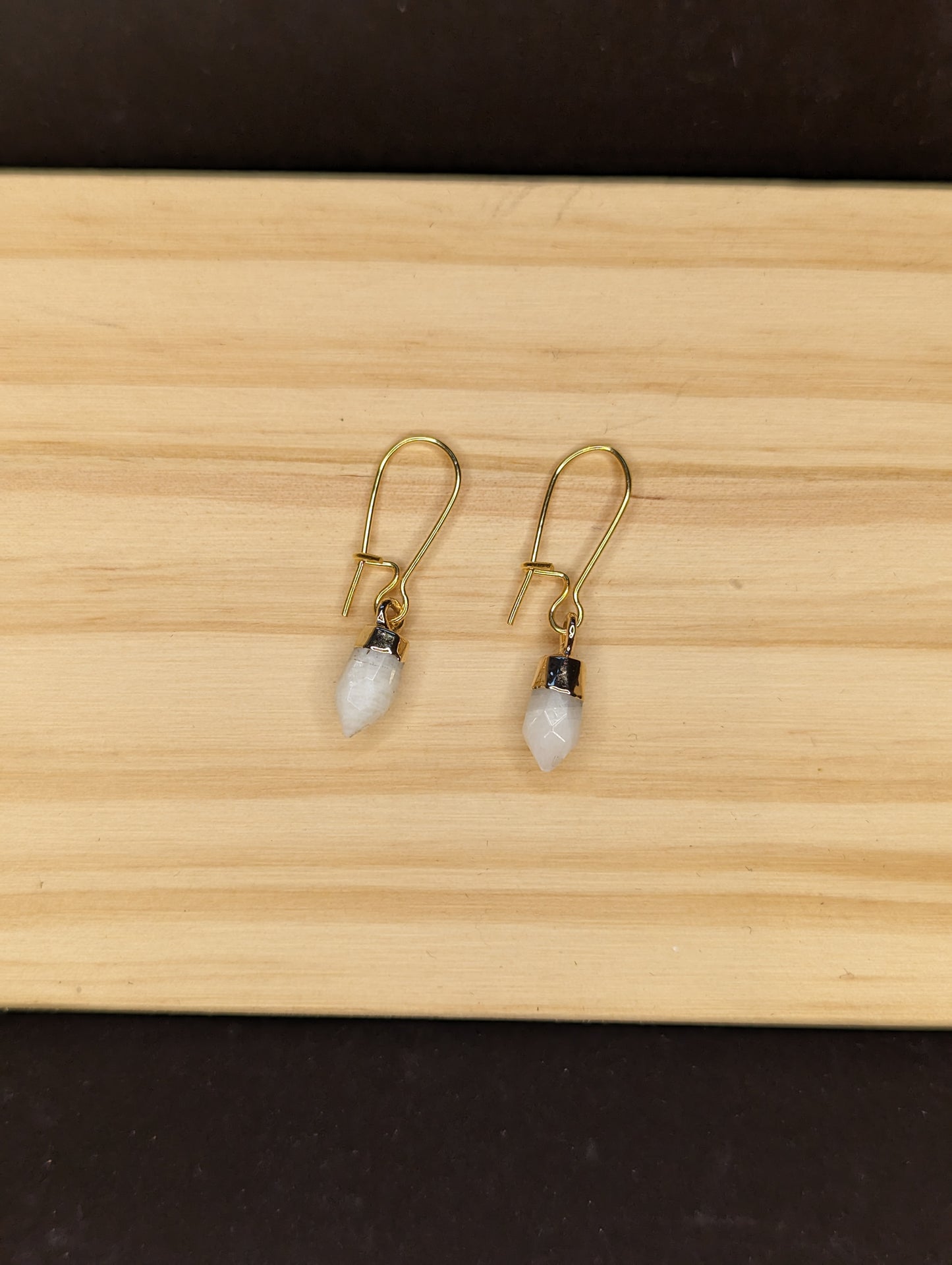 Gold Moonstone Earrings image 1
