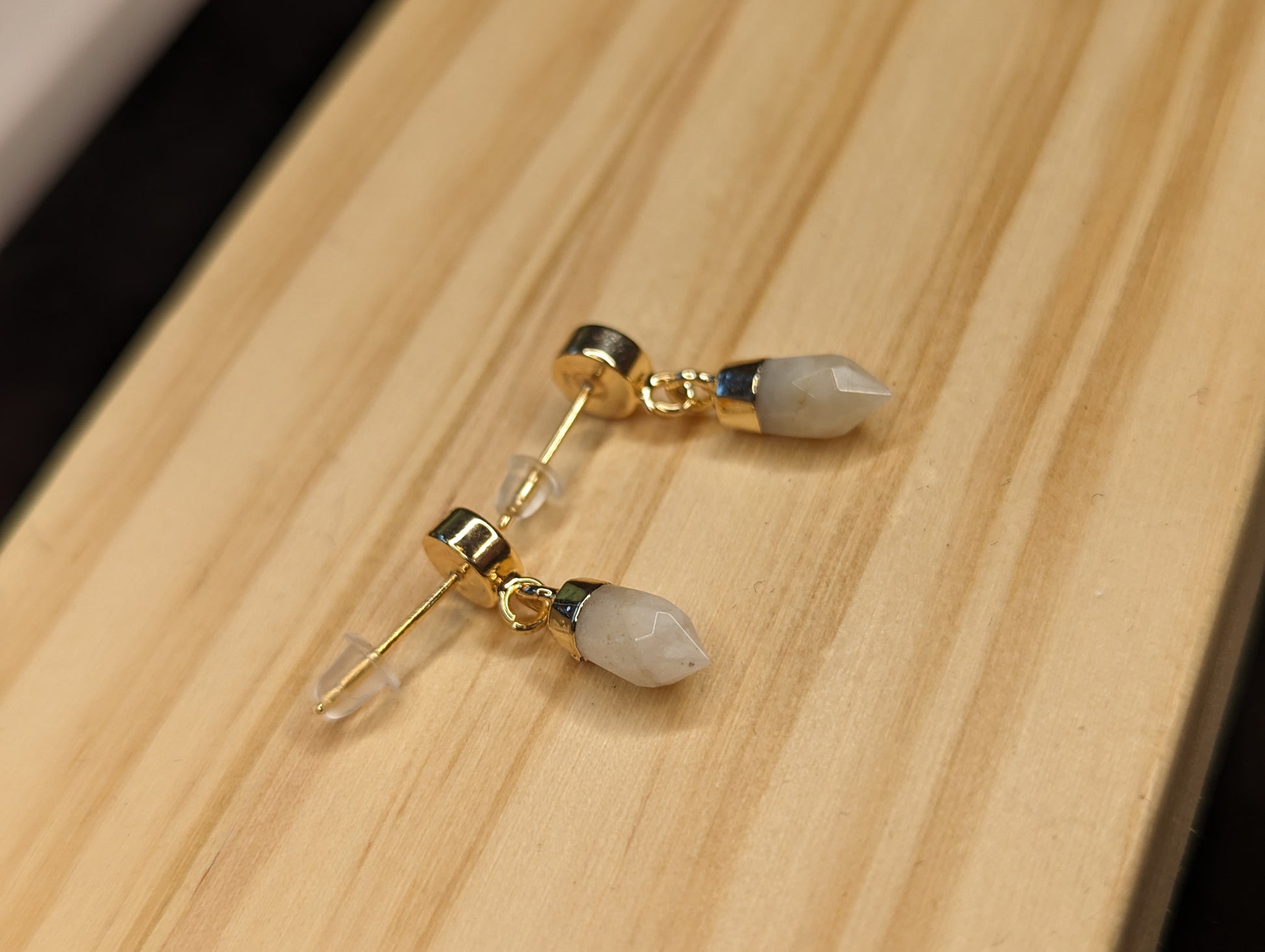 Gold Moonstone Earrings image 3