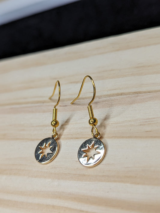 Small Gold  Star Earrings image 0