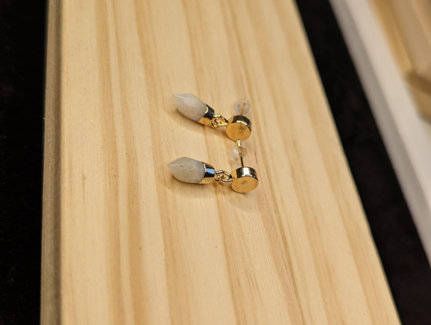 Gold Moonstone Earrings image 2