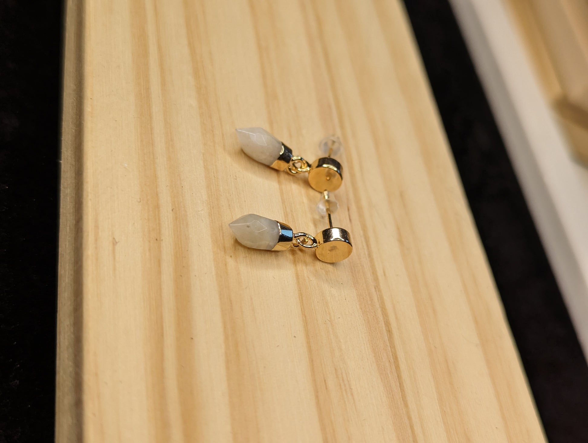 Gold Moonstone Earrings image 2